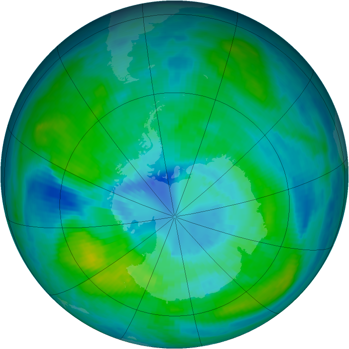 Antarctic ozone map for 28 March 1981